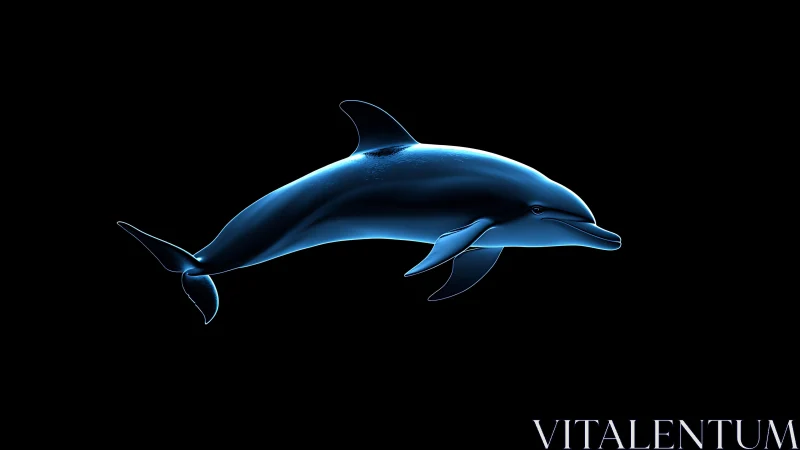 Luminous blue dolphin rendered in sleek 3D profile.