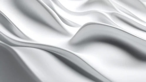 Smooth White Fabric Waves Abstract Minimalist 3D Background.
