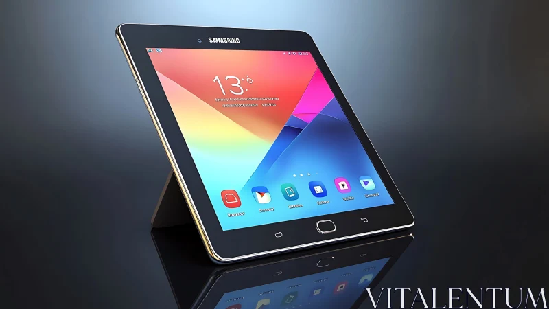 Samsung Galaxy Tablet With Colorful Gradient Display.