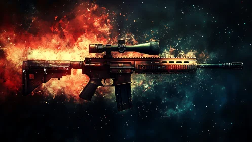 Rifle Erupts in Cosmic Flame and Emerald Plasma Energy