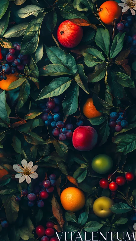 Lush garden harvest celebrates colorful fruit and deep green leaves