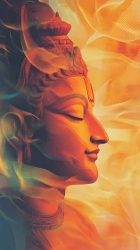 Parametric auric deity profile in volumetric radiant gradients.