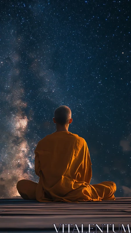 Quiet night meditation beneath a river of bright stars.