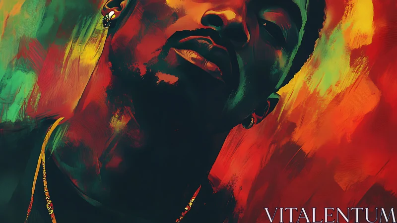 Expressive neon portrait in dynamic digital brushwork style.