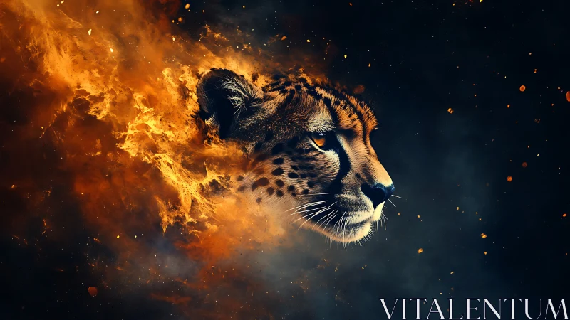 Cheetah Engulfed in Inferno Fire and Motion