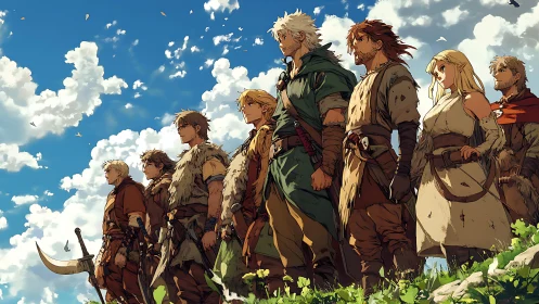 Skybound saga: rugged adventurers awaiting the unknown horizon.