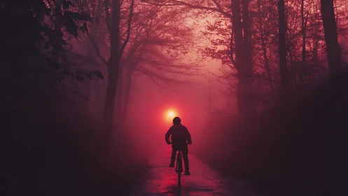 Crimson Path: Solitary Rider Chasing the Burning Horizon.