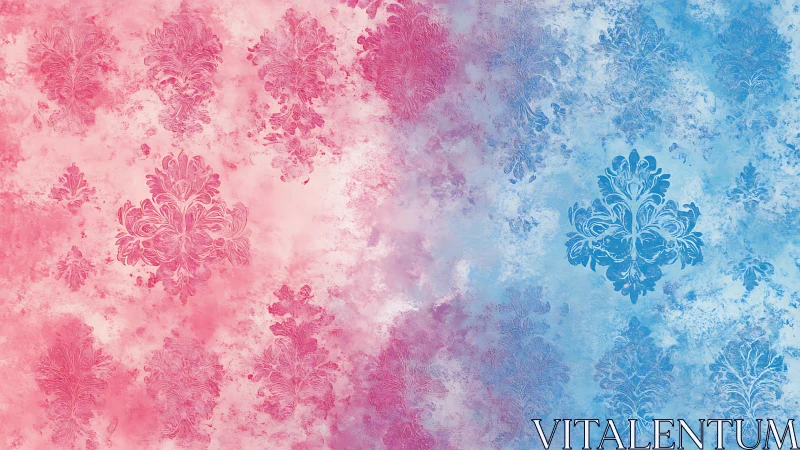 Bilateral damask gradient field in pink and cyan diffusion.
