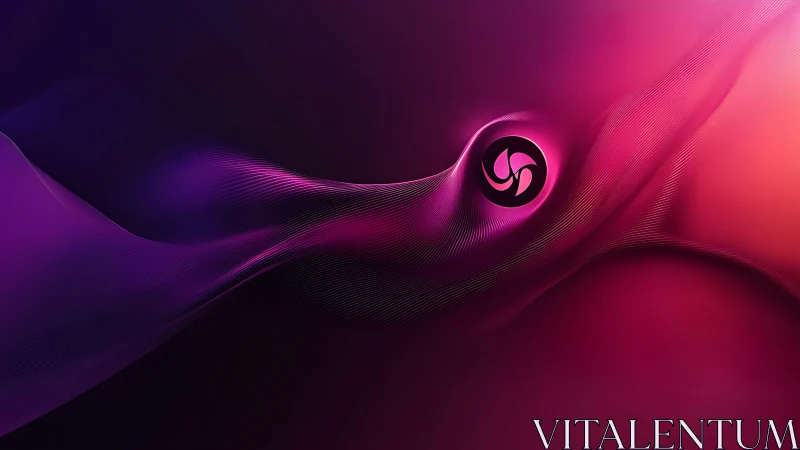 Parametric magenta wavefield encircling rotational glyph core.