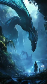 Forest-born leviathan bends low to greet the wandering pair