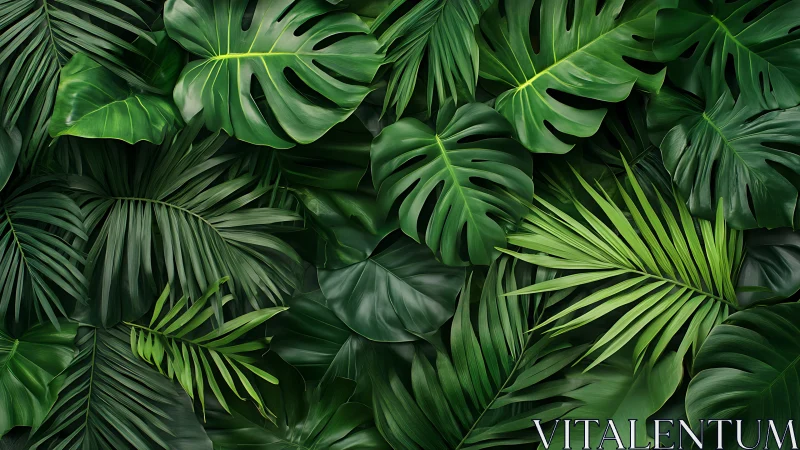 Jungle leaves whisper quietly in layered emerald waves