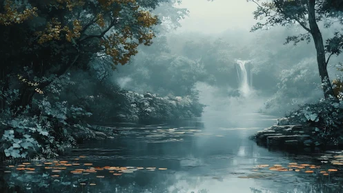 Misty Forest Waterfall Sanctuary.