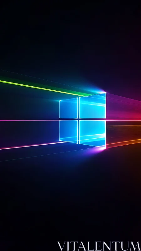 Neon window light trails on dark minimalist background.