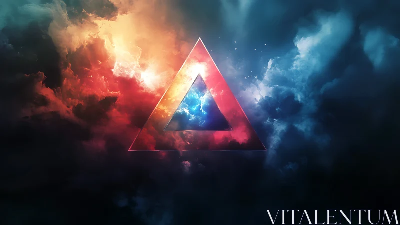 Prismatic triangle slices stormy cosmos into burning halves