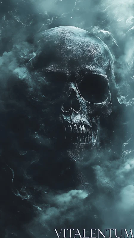 Skull of stormborn shadows rising from spectral mist.