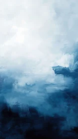 Stratified ultramarine fog field with luminous polar gradient.