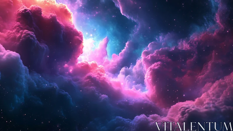 Nebula cloudscape in saturated cyan magenta glow.