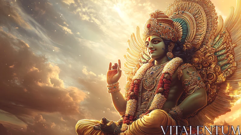 Divine deity rendered with volumetric lighting and ornate detailing