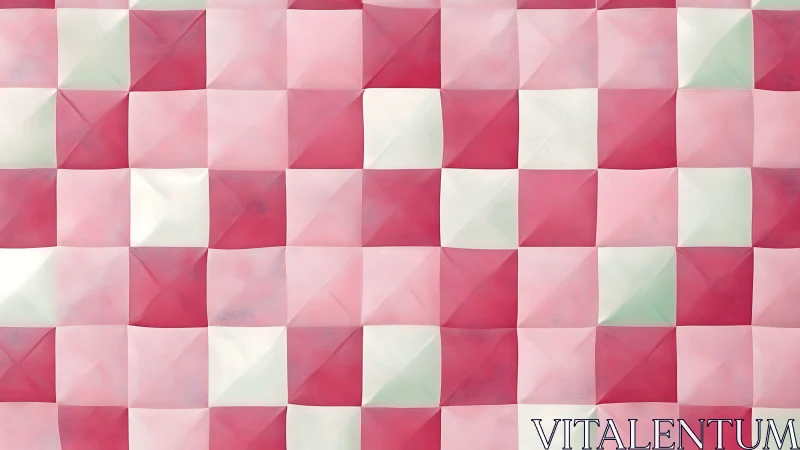 Pink white geometric checkerboard forms soft faceted surface