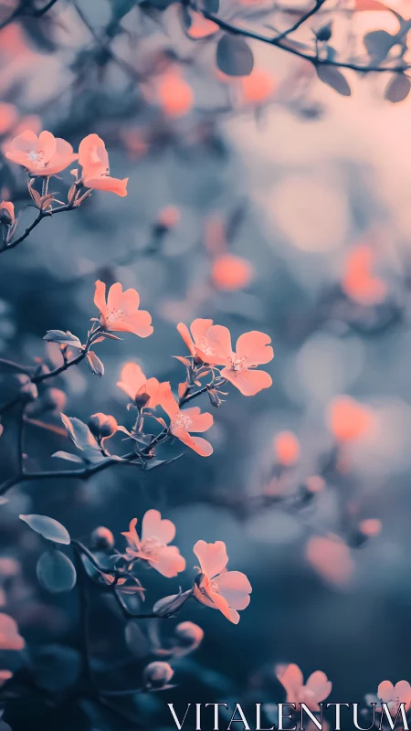 Soft coral flowers with bokeh background depth.