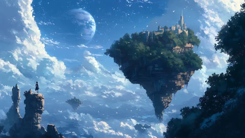 Floating Sky Citadel with Planetary Alignment.