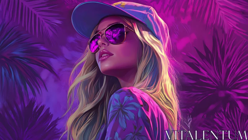 Neon palm daydreamer in chrome-pink aviator mirage glow.