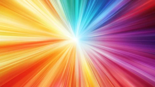 Radiant color burst streaks converge toward central light