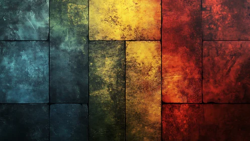 Textured chromatic tile grid in vertical spectrum blocks.