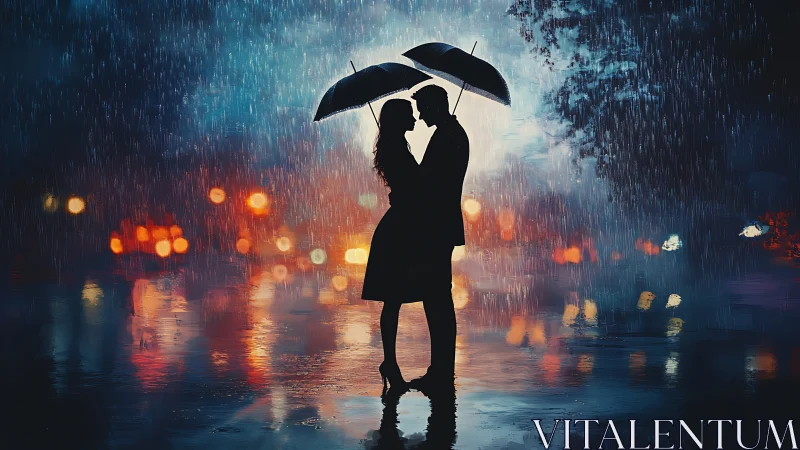 Two Souls Dancing Through Downpour and City Lights