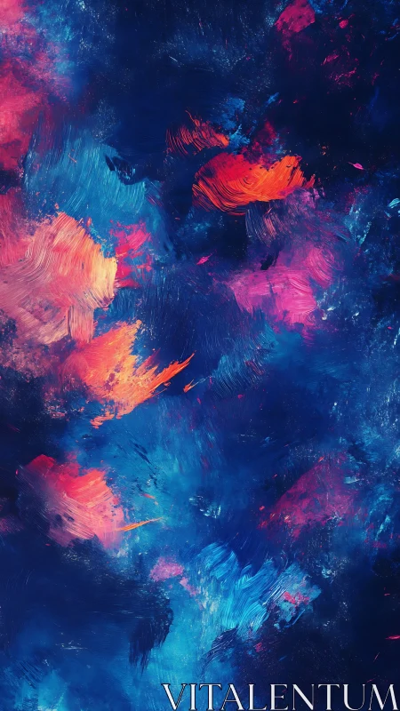 Prismatic cobalt abstraction with dynamic coral brushfields.