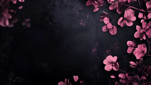 Pink Cherry Blossoms Dance on Darkness.