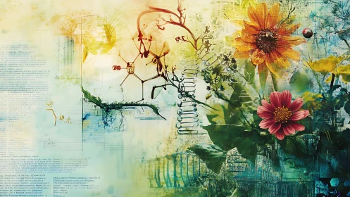 Floral circuits in a dreamy fusion of nature and code.