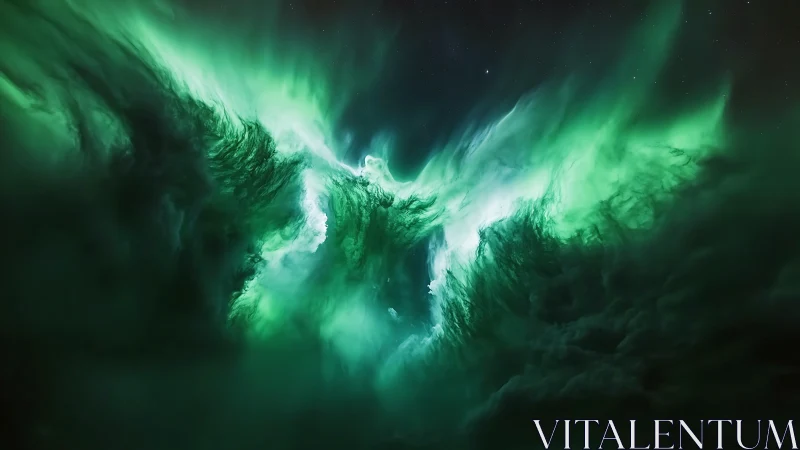 Emerald stormwings unfurl as a cosmic phoenix takes flight