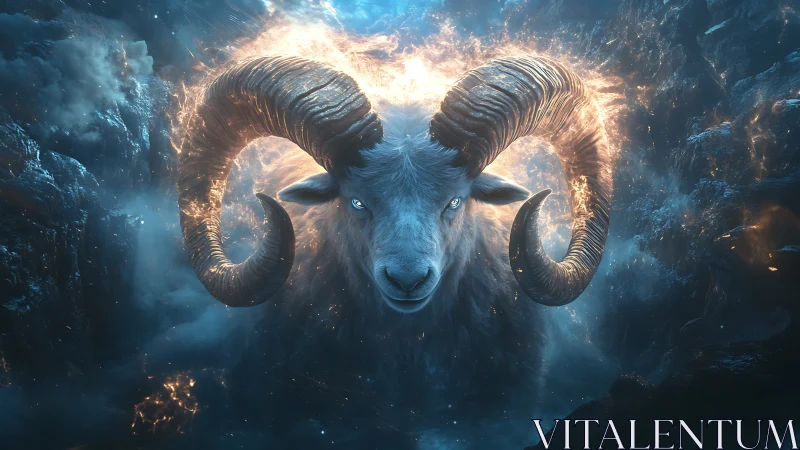 Star-forged ram blazing through a storm of frozen fire.