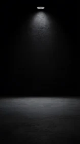 Solitary spotlight over empty concrete floor in darkness.