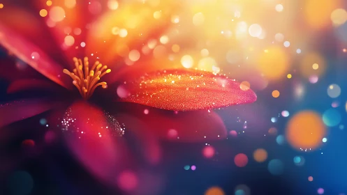 Radiant Flower Glowing in Golden Bokeh and Vibrant Light