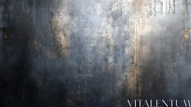 Industrial Grunge Textured Wall with Blue and Metallic Tones.