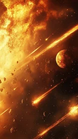 Solar Prominence Collision: Multi-Trajectory Impact Event with Planetary Debris.