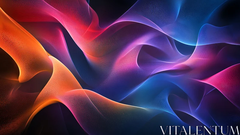 Shimmering color waves drift softly through a digital dream