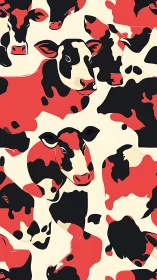 Stylized bovine heads form repeated red and black pattern