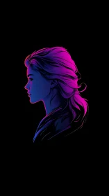 Neon side-profile portrait with cyan and magenta glow.