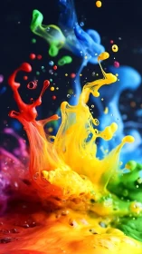 Chromatic splash ballet where liquid rainbows take flight.