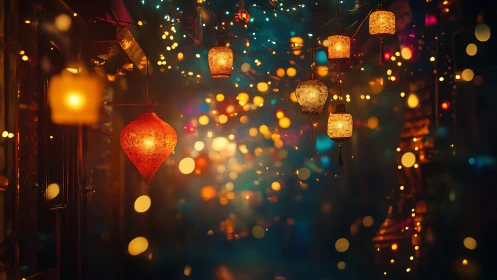 Lanterns drift through dusk like glowing thoughts in midair