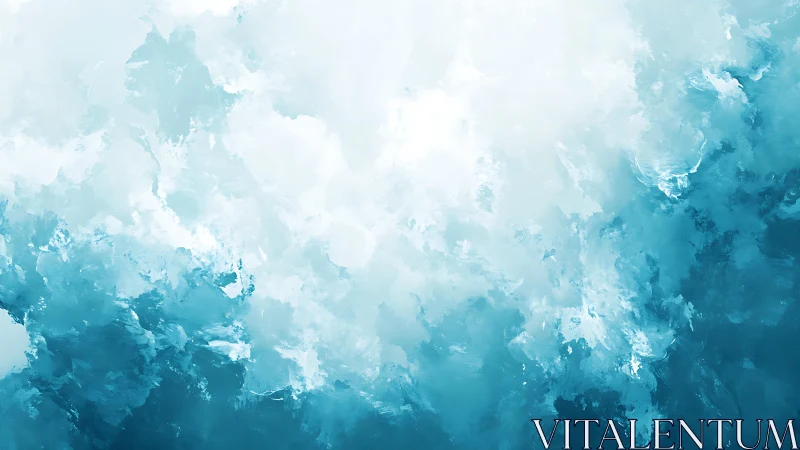 Abstract ocean-inspired blue and white digital painting background.