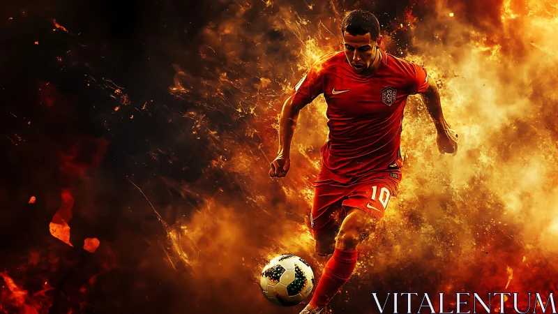 Blazing soccer star charges forward through fiery energy