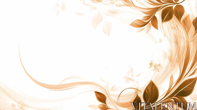 Curved sepia floral vectors form asymmetrical flowing border