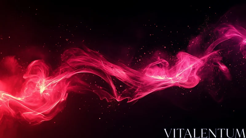 Luminous pink energy ribbon swirls across a dark void