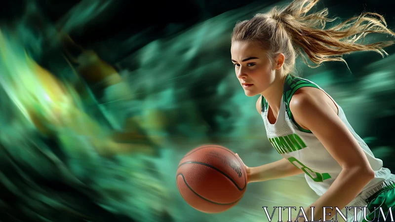 Focused fast-break energy with a confident hoops hero.