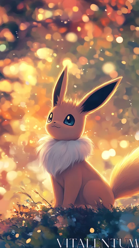 Fictional foxlike creature in soft bokeh forest light.