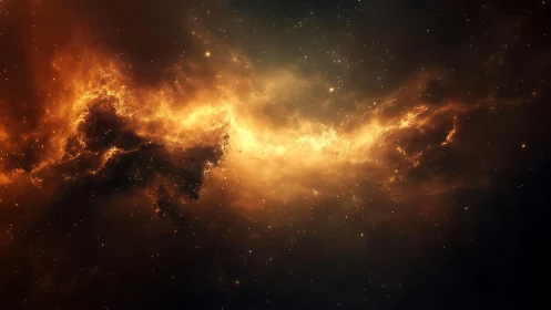 Molten-gold nebula band cuts across deep black starfield